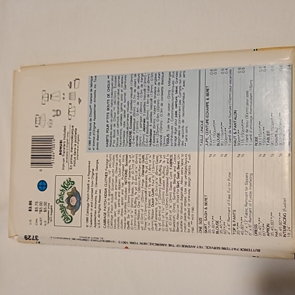 Cabbage Patch Kids Sewing Pattern World Traveler 3729 Uncut - Picture 5 of 8